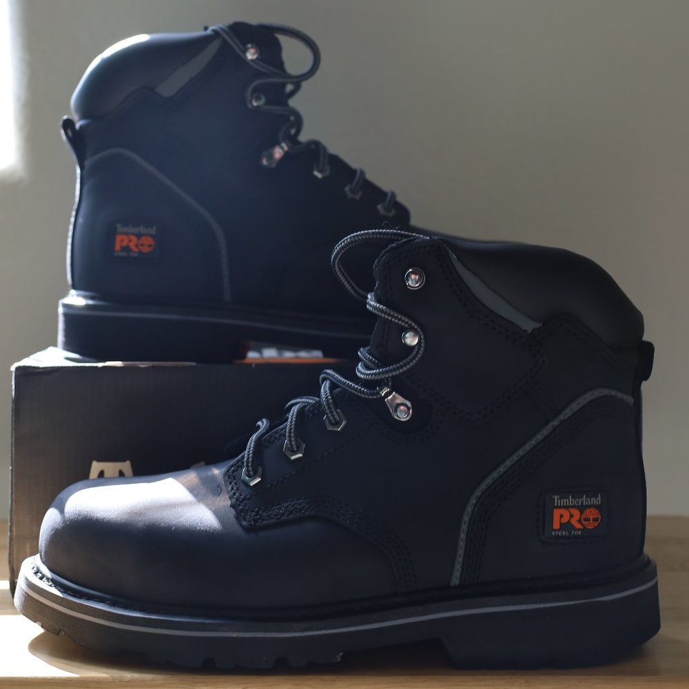 Timberland PRO 6" Pit Boss Steel Toe Work Boots Size 8.5 M Black 33032